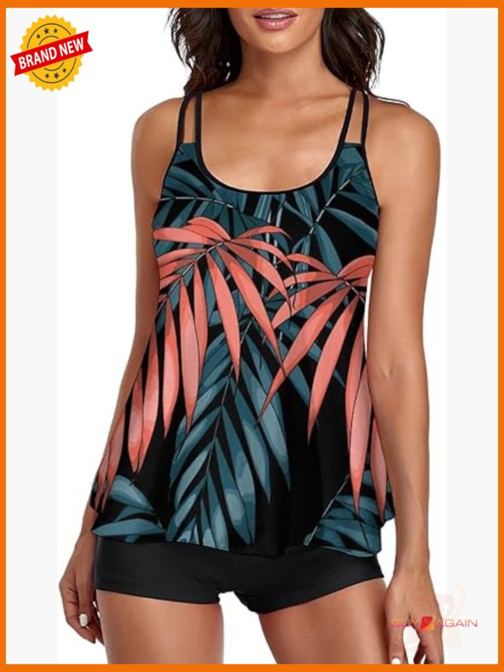 Tankini Set Long Torso Tummy Control Boyshorts Plus Size Swimsuits